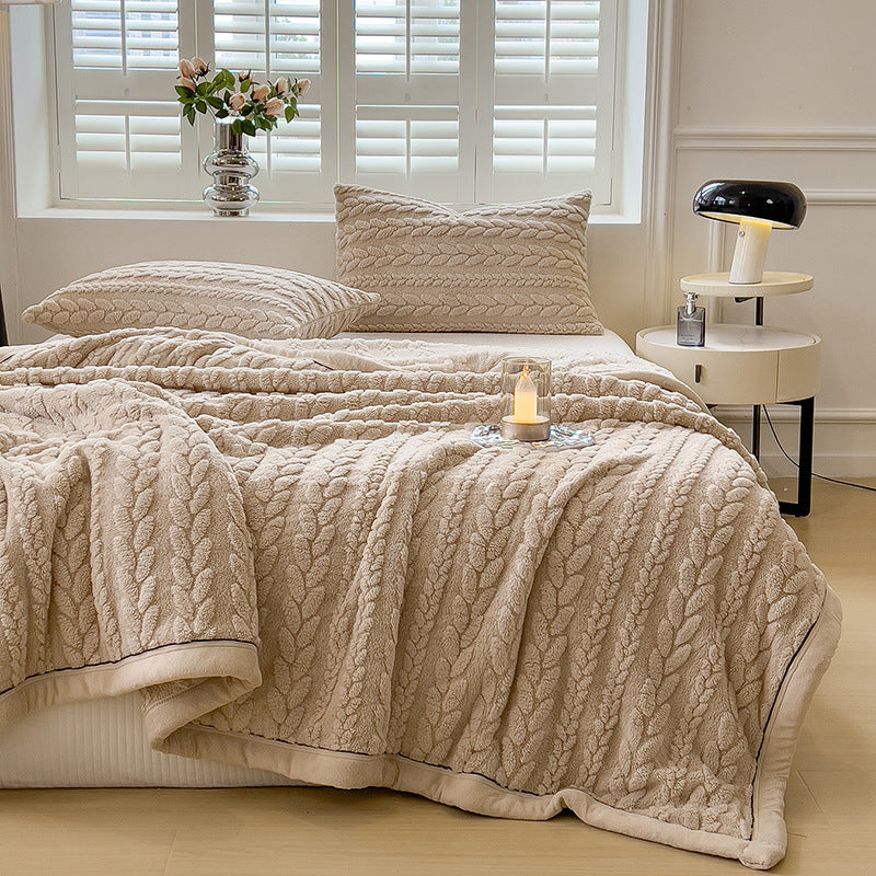 Milk fiber fleece throw blanket with ear pattern, various sizes