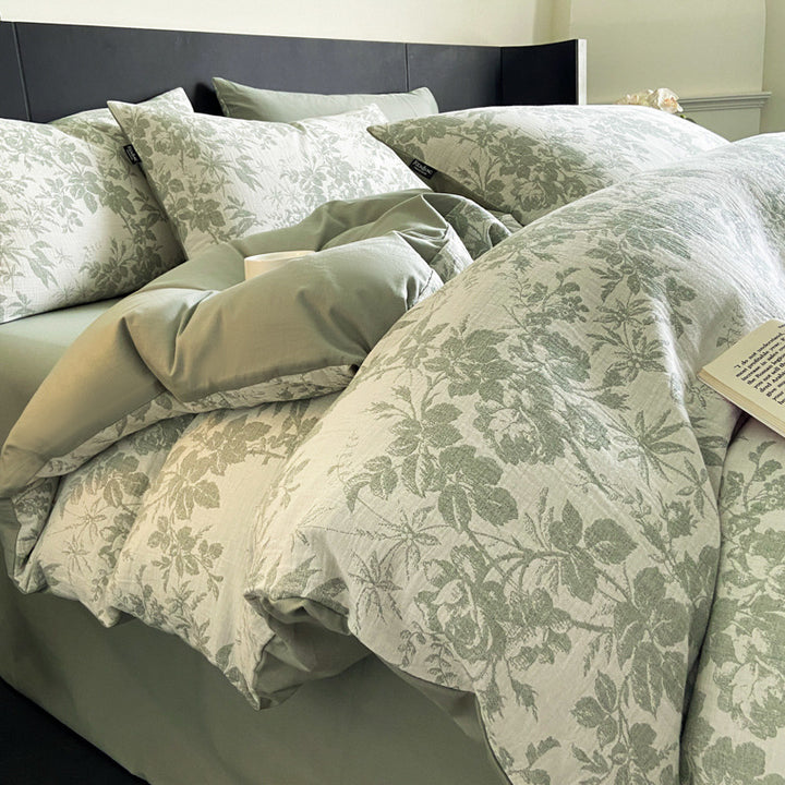 Washed-Cotton bed set, 3–4 pieces, hypoallergenic