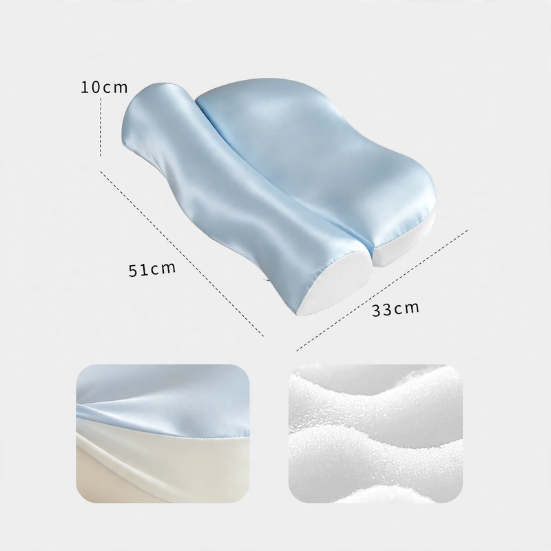 Wellen pillow made of memory foam with ice silk cover