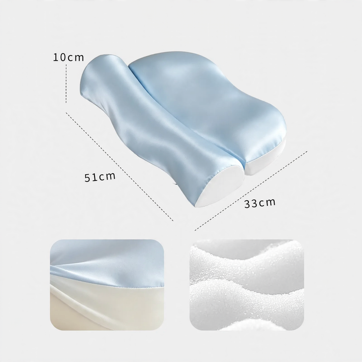 Wellen pillow made of memory foam with ice silk cover