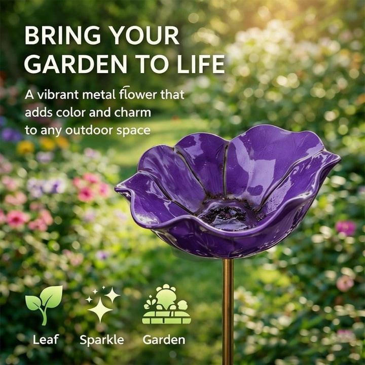Decorative bird feeder made of metal in flower shape