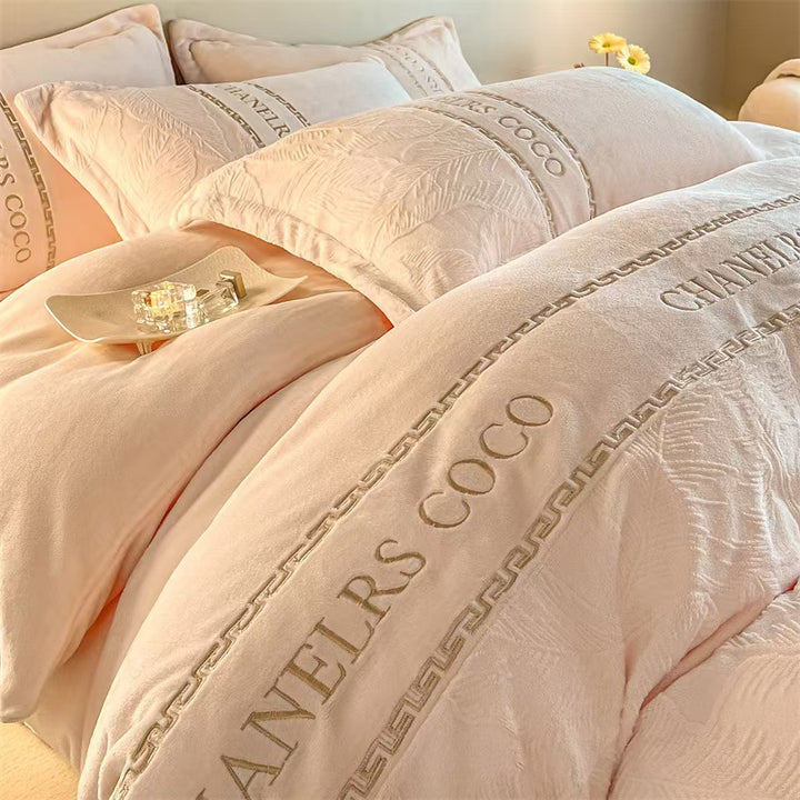 Milk fiber fleece bedding set, extra thick, winter warm