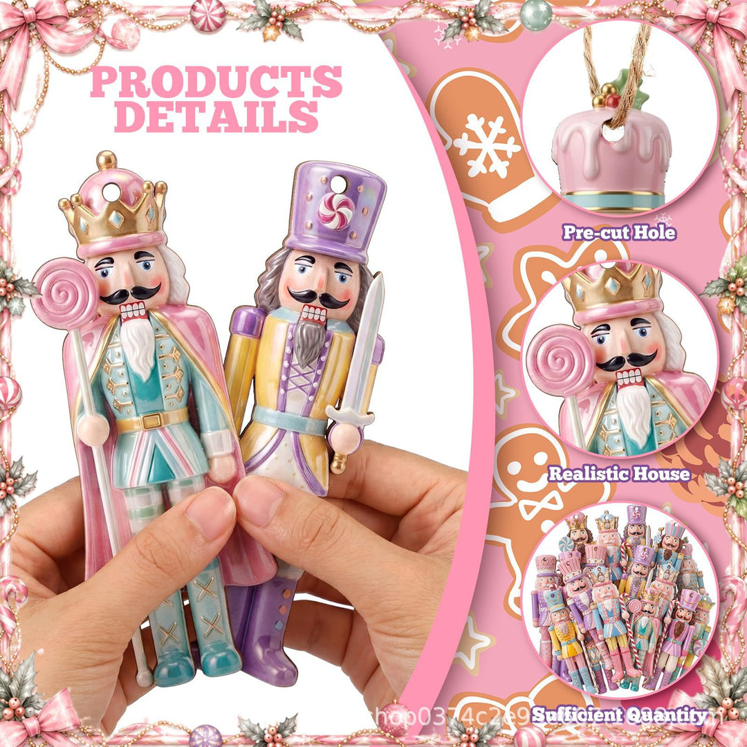Set of 12 mini nutcracker ornaments made of wood