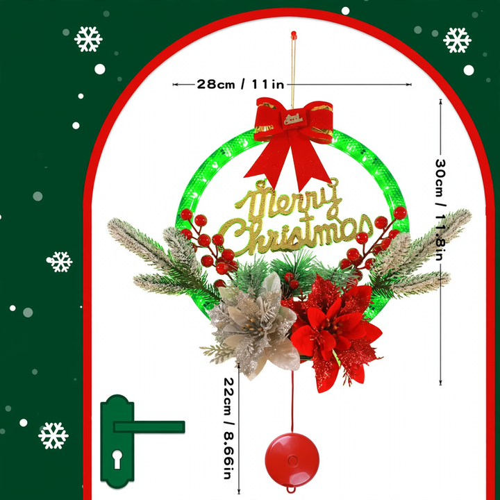 Illuminated Christmas wreath with LED light