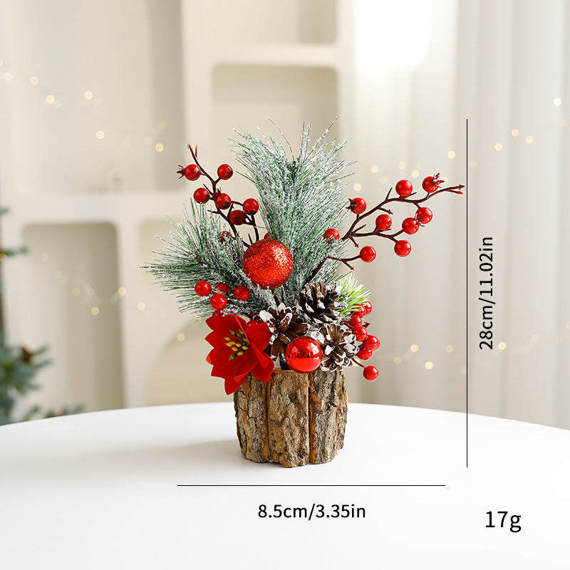 Mini Christmas tree in wooden barrel design