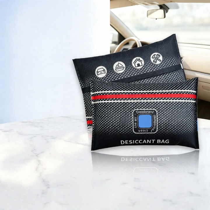 Reusable dehumidifying bag with color indicator