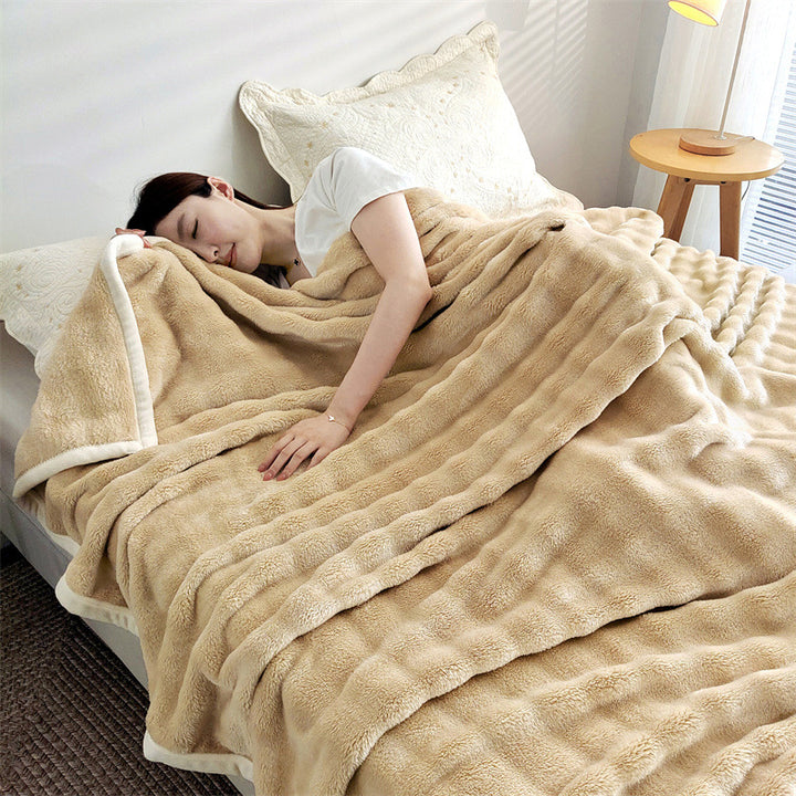 Fluffy milk fiber fleece throw blanket, extra thick