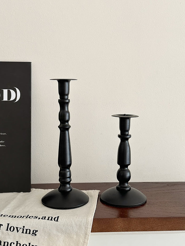 Decorative candle holder made of glass and wood
