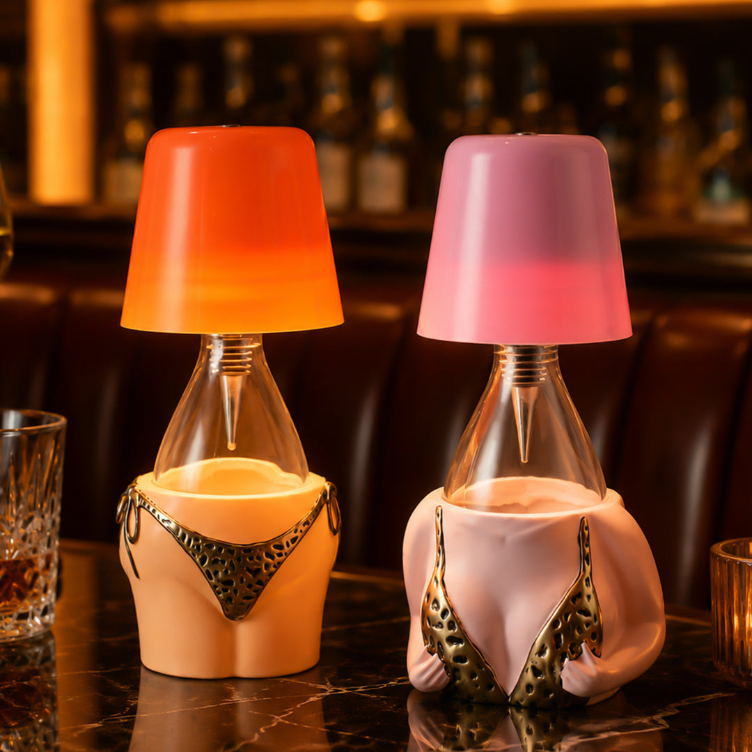 Table lamp bottle, leopard pattern, ABS