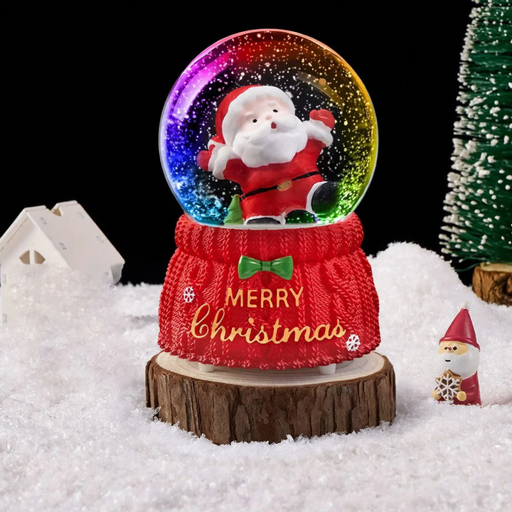 Christmas snow globe with light and music
