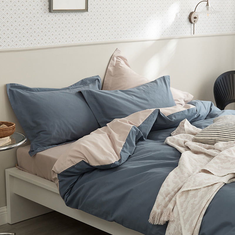 Bedding set, 4-piece, cotton, flock print