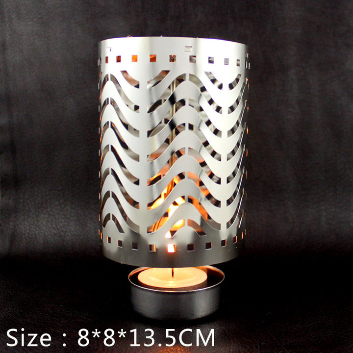 Rotating metal candle holder, round