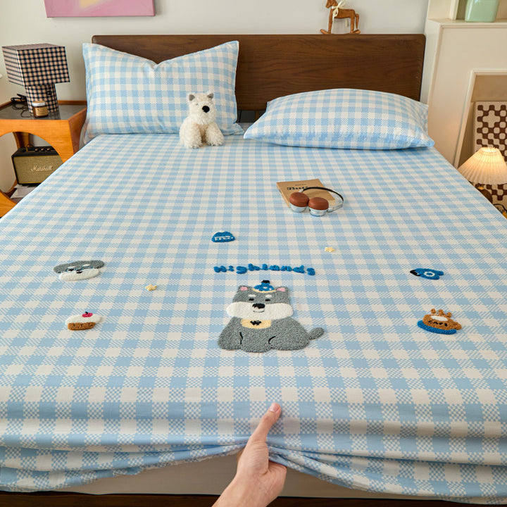 Cotton fitted sheet set with cartoon designs