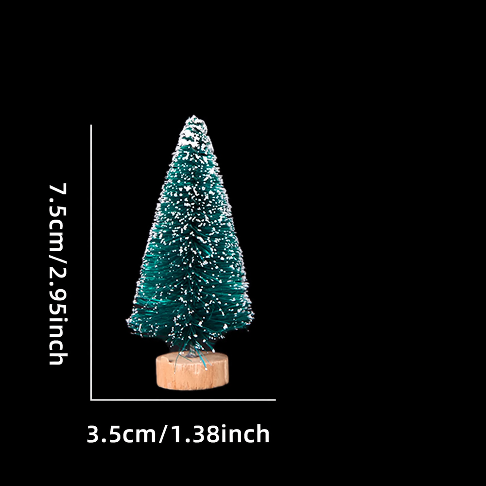 Mini Christmas tree made of wood and sisal, snow-covered