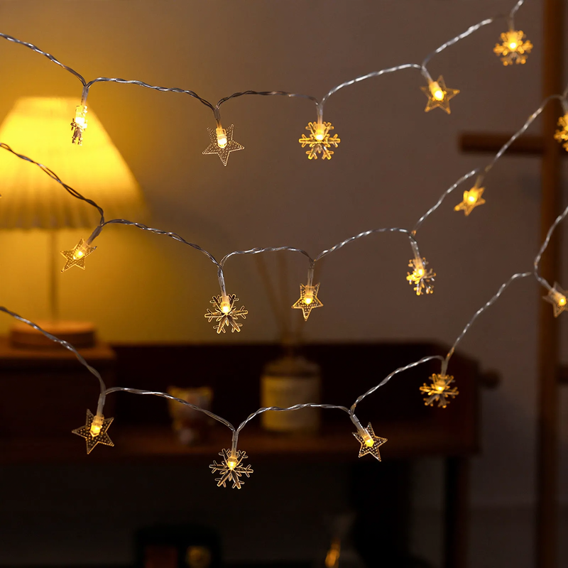 LED string lights with star and moon motifs