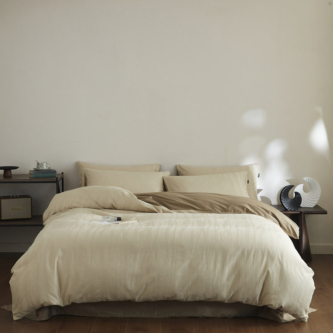Bedding set made of washed long-staple cotton, jacquard