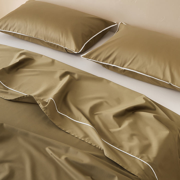 Solid color bed sheet, long staple cotton, satin weave