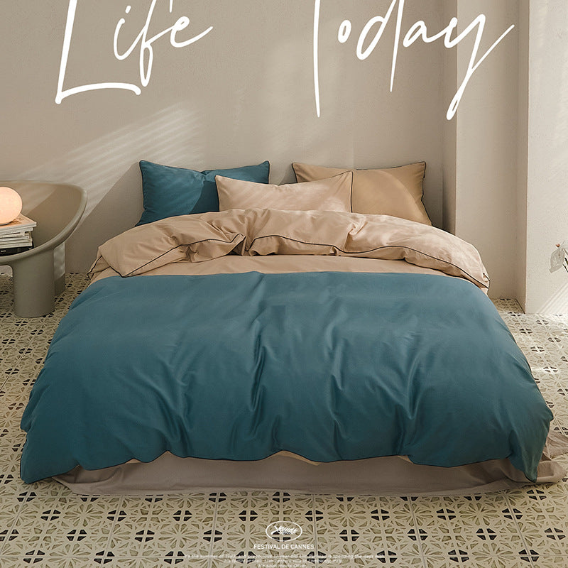 Nordic cotton bedding set, brushed, solid color