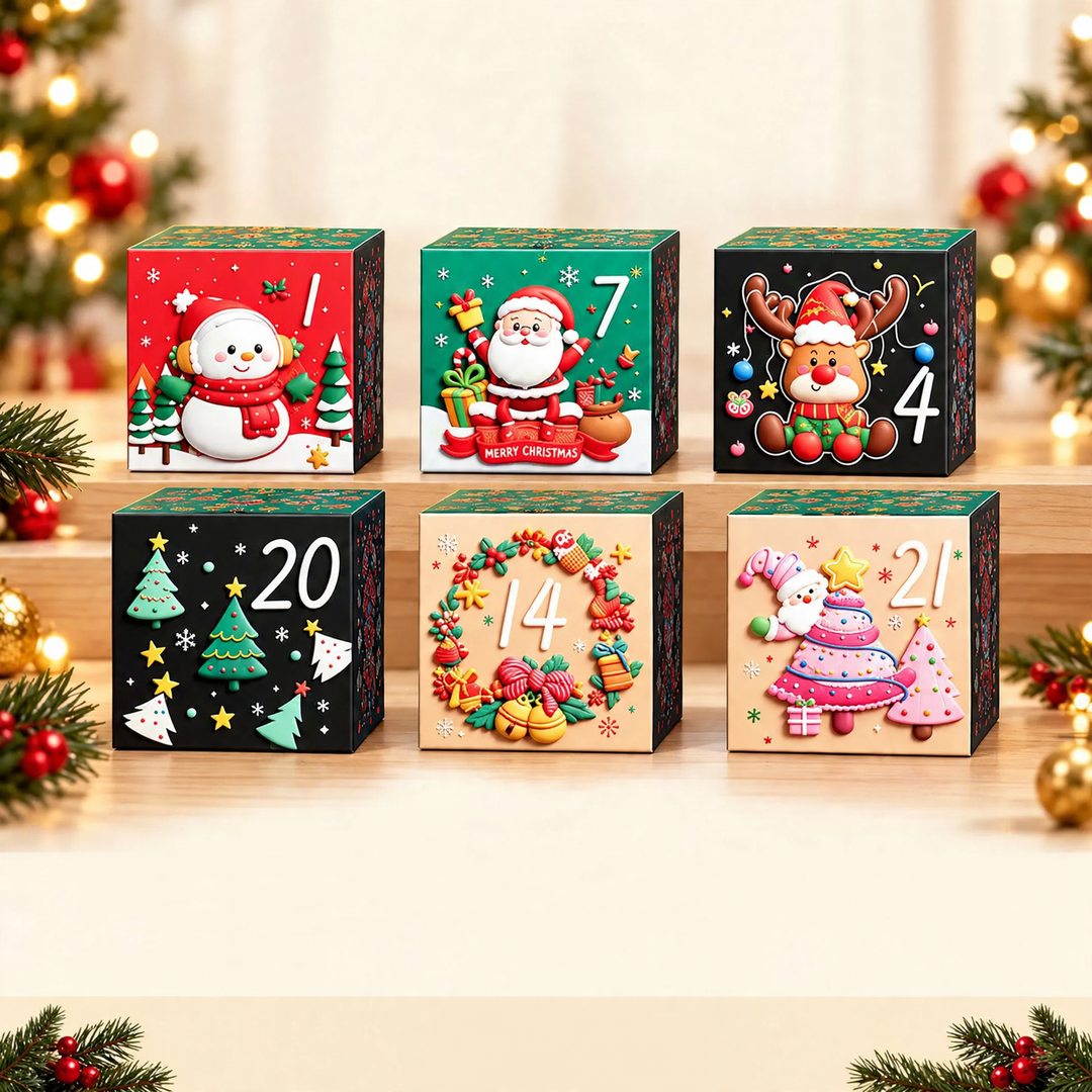 Decorative Advent gift boxes, set of 24