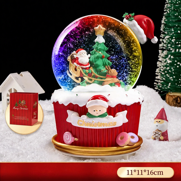 Christmas snow globe with light and music