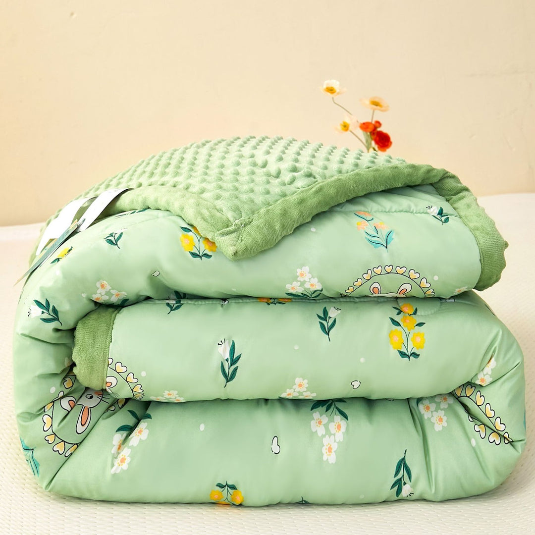 Double-sided cotton duvet with printed pattern