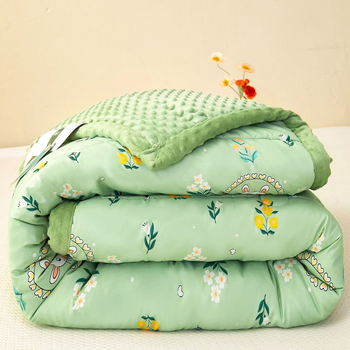 Double-sided cotton duvet with printed pattern