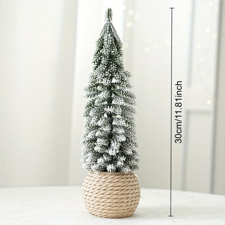 Mini Christmas tree with flocking, PE, table decoration