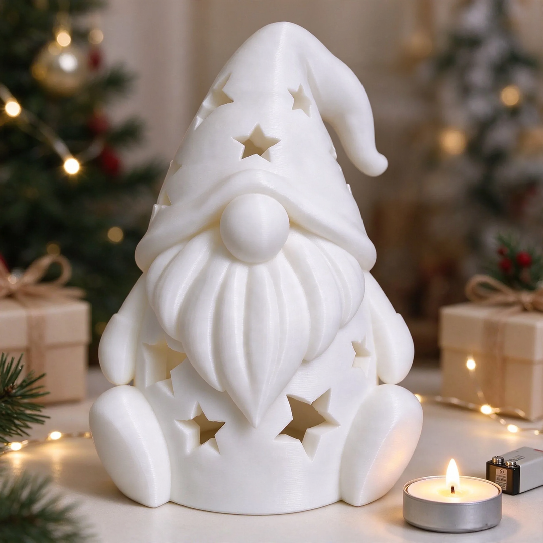 Christmas gnome made of resin with star pattern for LED tea lights