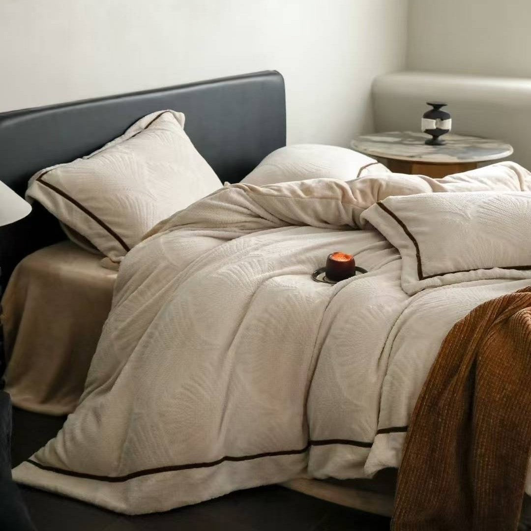 Milk fleece bedding set, 230g, with relief pattern
