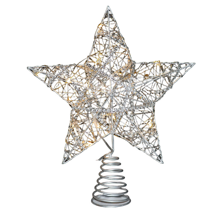 Christmas tree top star made of iron, illuminated