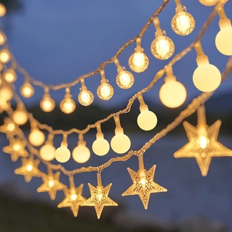 LED string lights with stars for indoor and outdoor use