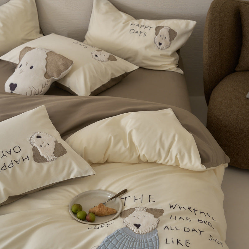 4-piece bedding set, long-staple cotton, brushed