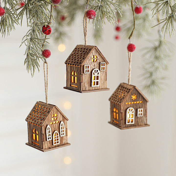 Decorative LED wooden hut for a festive atmosphere