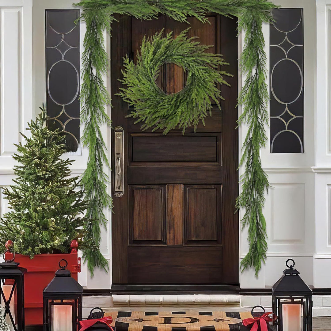 Artificial Norfolk fir wreath for Christmas decoration
