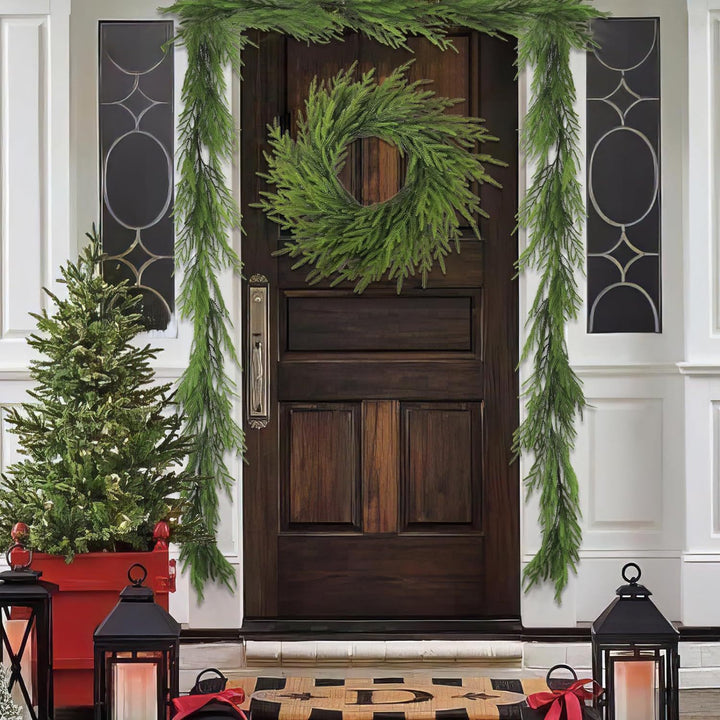 Artificial Norfolk fir wreath for Christmas decoration