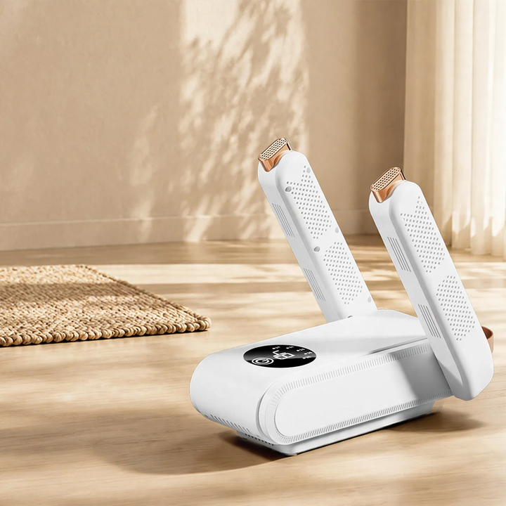 Foldable electric shoe dryer with timer and heating function