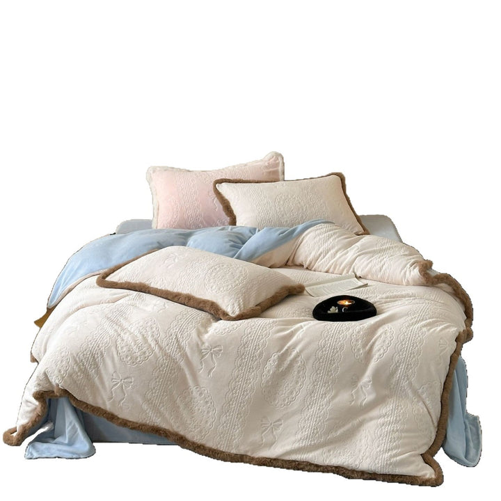 Milk fiber fleece bedding set, thickened, in Korean style