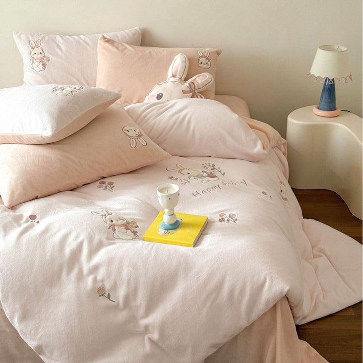 Milk fiber bedding with cartoon design