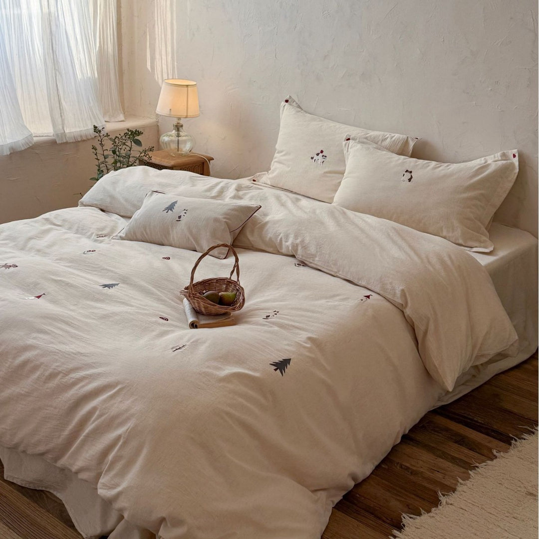 Bedding set made of cotton-linen blend