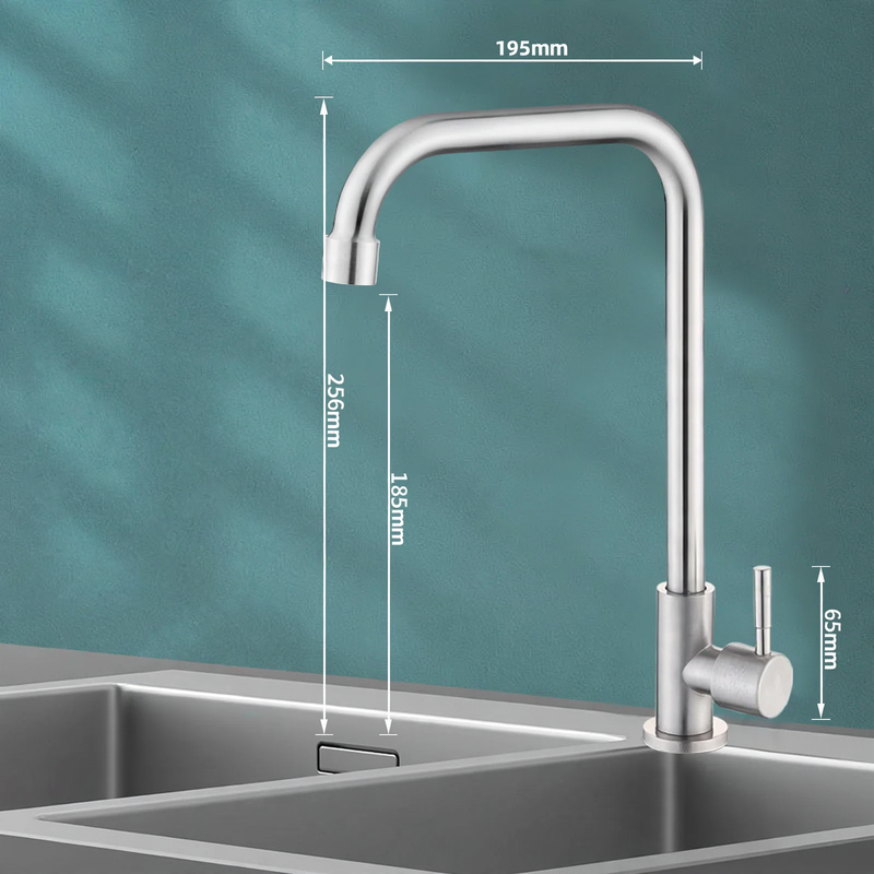 Stainless steel kitchen faucet, mixing or cold water