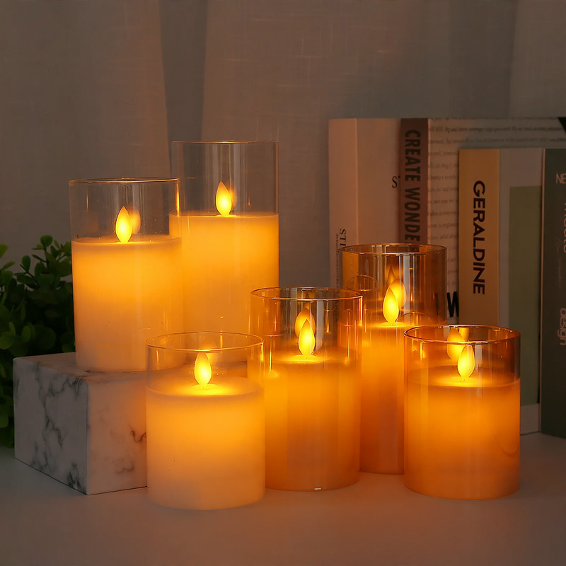 Electronic LED Candle in Glass Holder