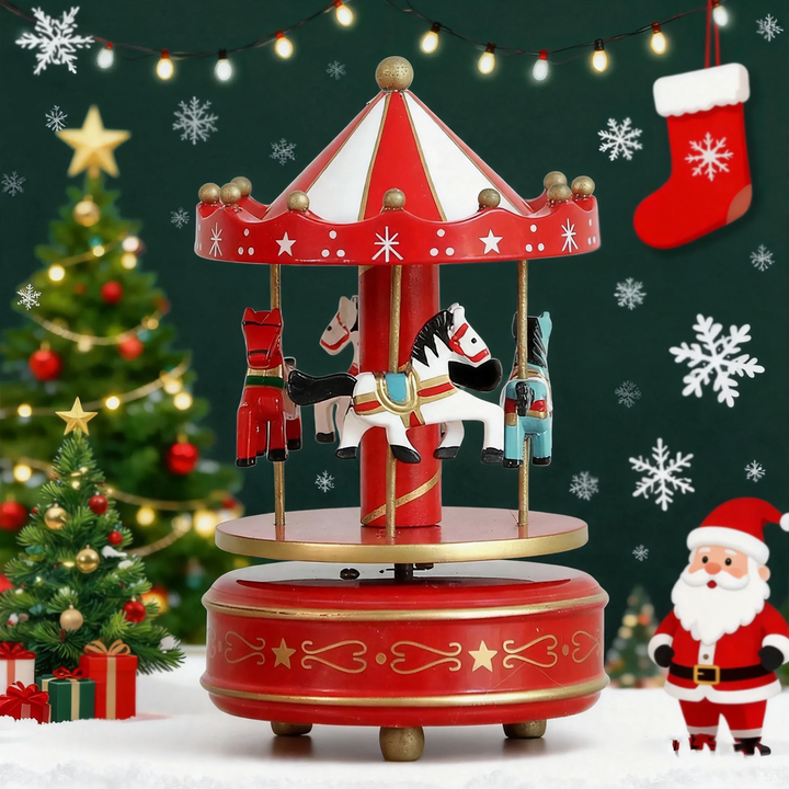Classic wooden carousel music box