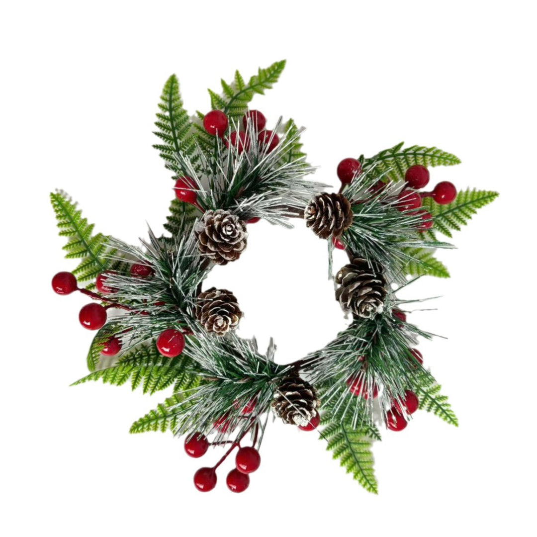 Christmas wreath with berries and cones, PE