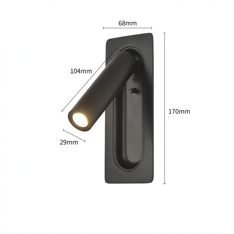 Wall lamp with reading light and USB charging port