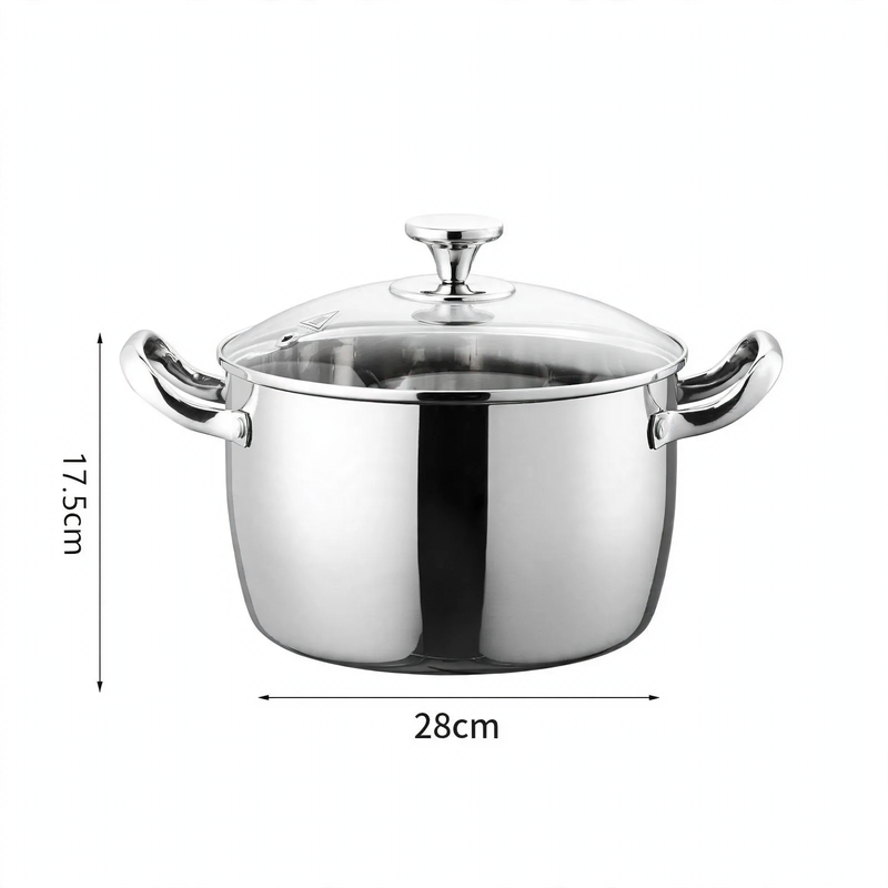 Stainless Steel Soup Pot 24 cm with Glass Lid