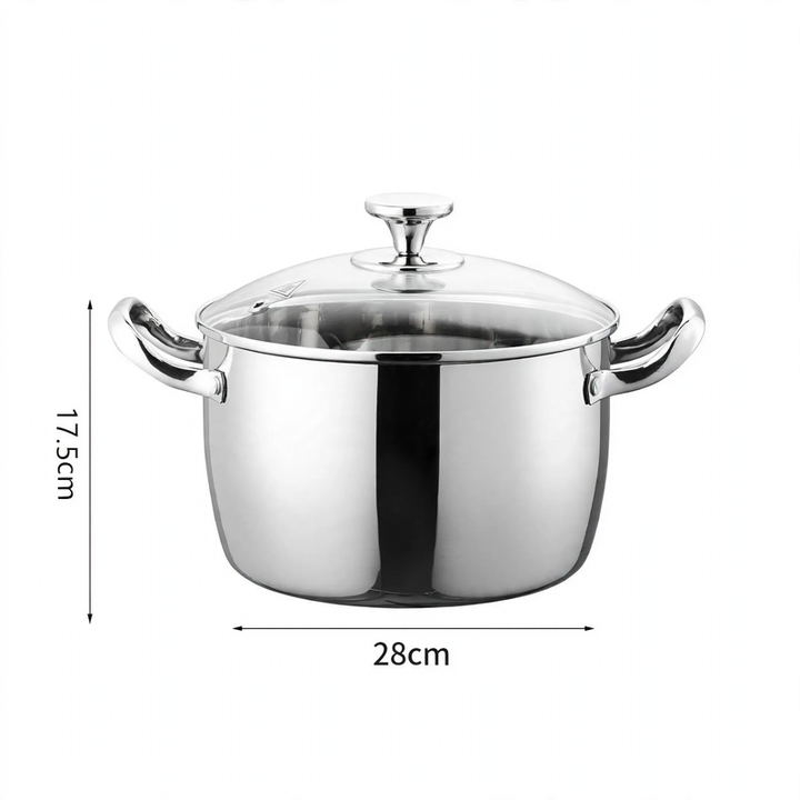 Stainless Steel Soup Pot 24 cm with Glass Lid