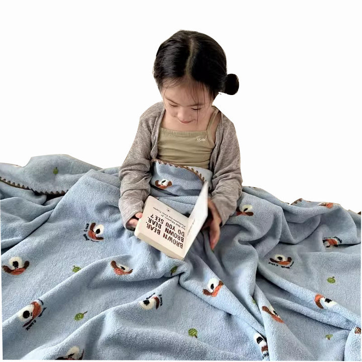 Cozy children's throw blanket with cartoon design, various sizes