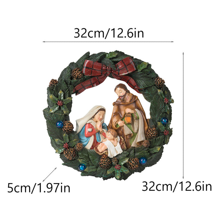 Christmas wall wreath with lighting, resin