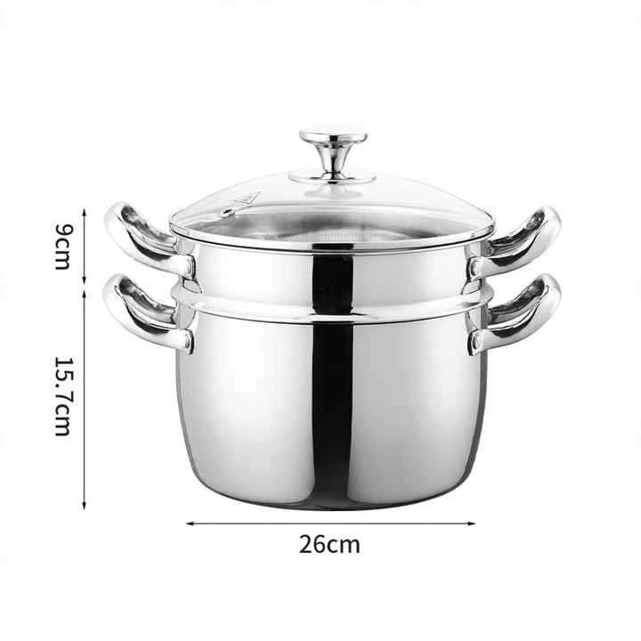 Stainless Steel Soup Pot 24 cm with Glass Lid