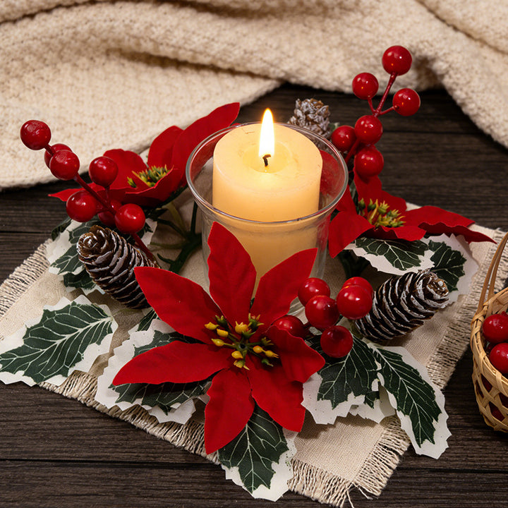 Decorative Christmas wreath for candles and bottles